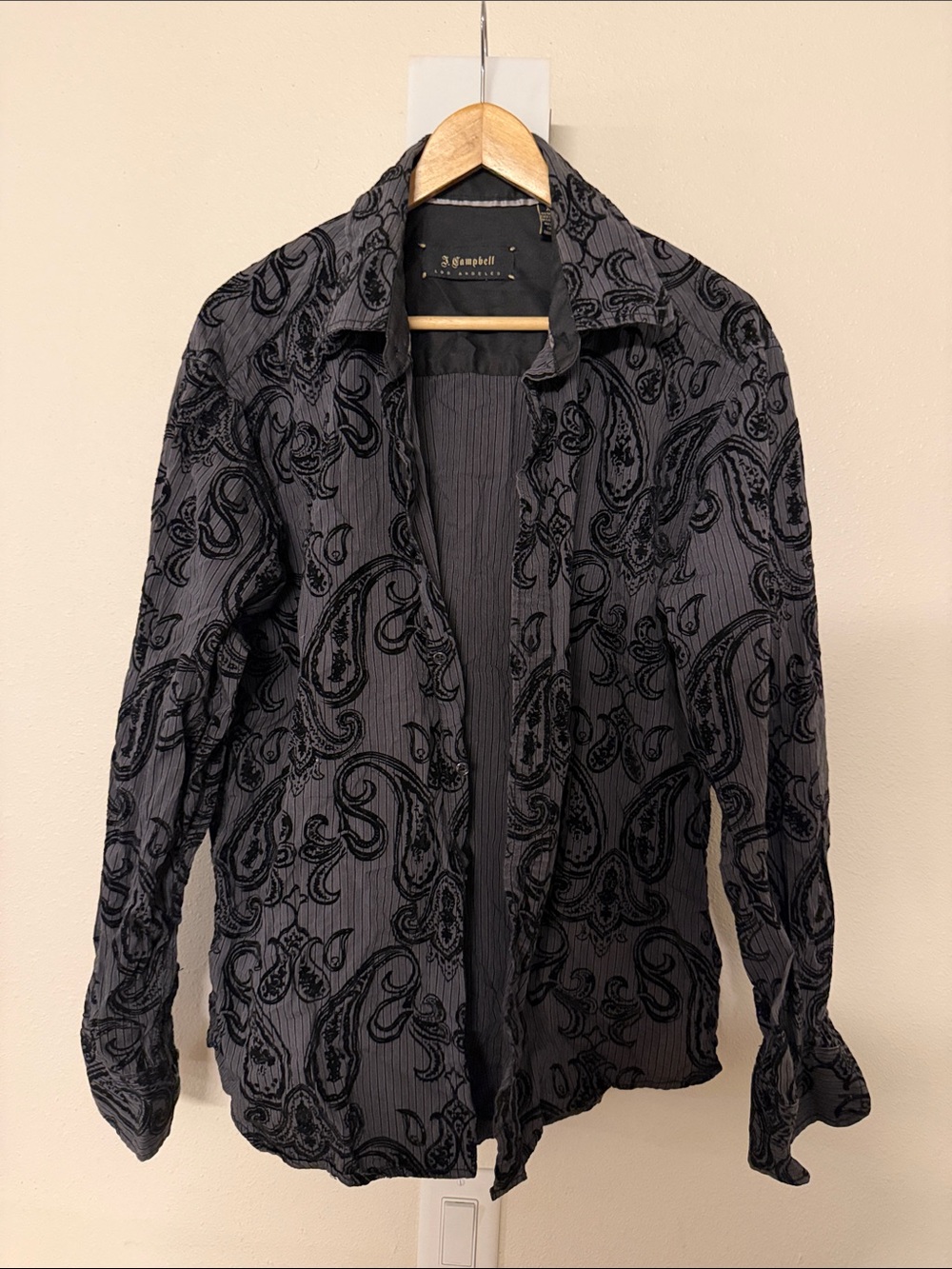 James Campbell Black and Charcoal Paisley Shirt B15